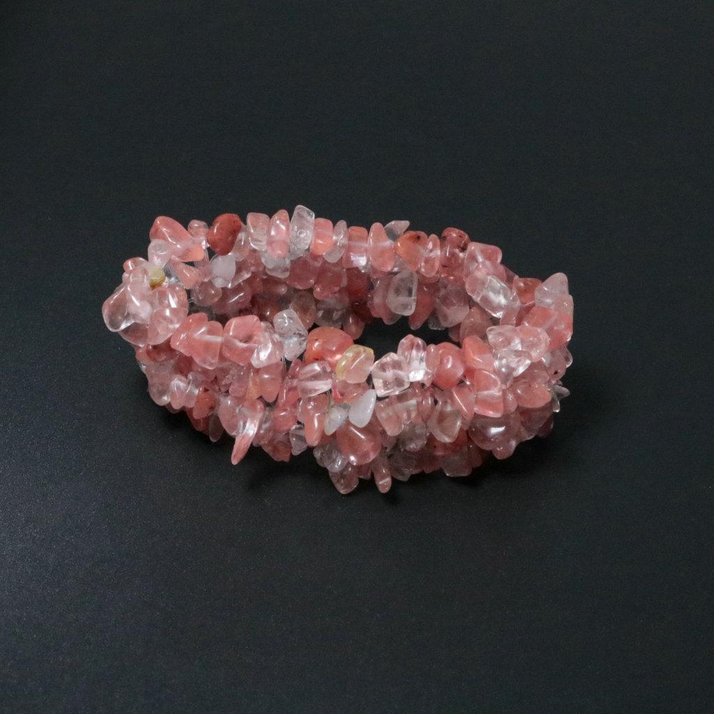 Amethyst  Rose Quartz Multi-Strand Elastic Bracelet - Multi-Color Natural Crystal Stones