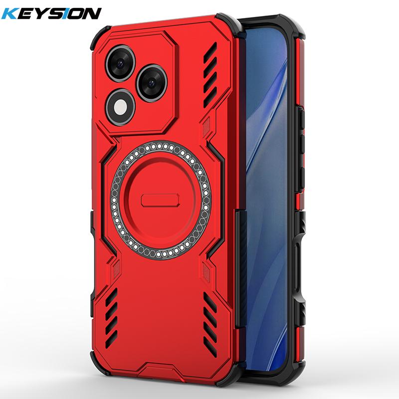 

KEYSION Hollow Heat Dissipation Case for HONOR 400 Lite 5G Silicone+PC Magnetic Cooling Shockproof Phone Cover for Honor 400Lite for Honor 400 Lite червоний