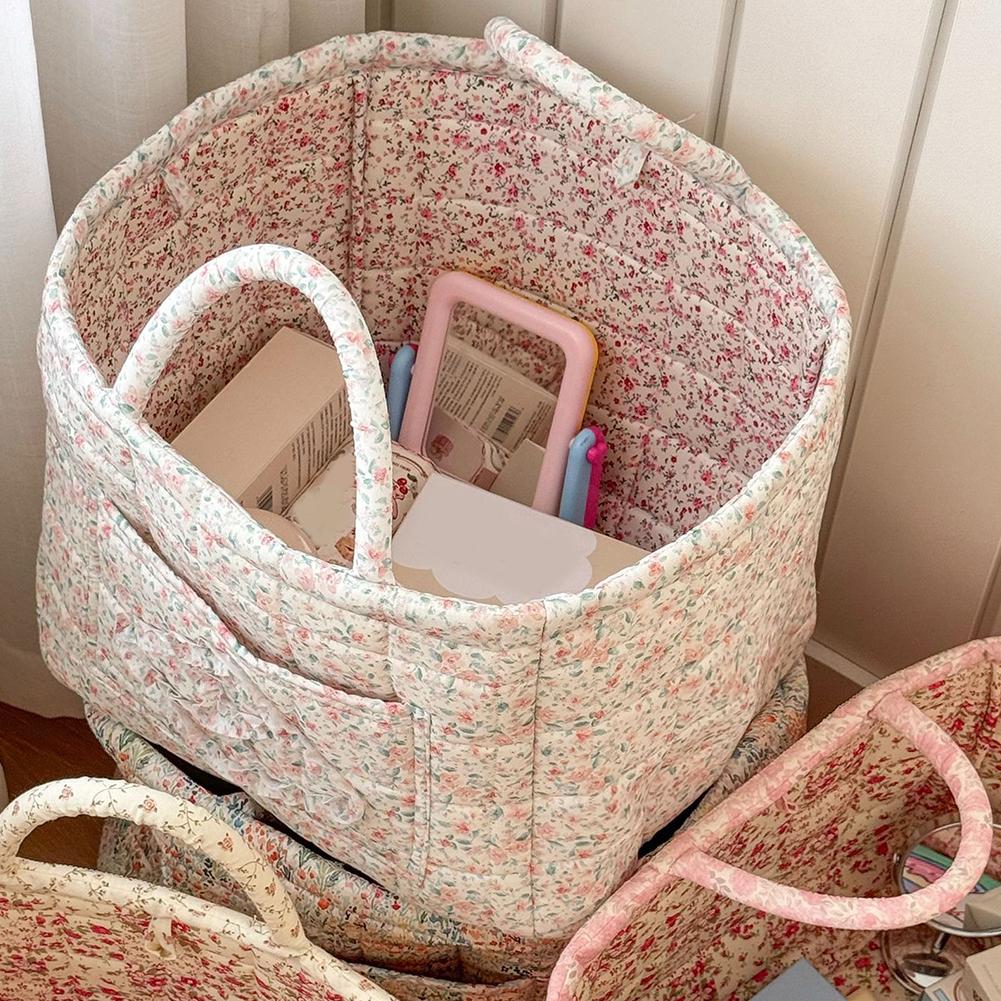 Fabric Cloth Storage Basket with Easy Carry Handles Debris Organizing Bag Laundry Storage Bin for Office Home Bedroom Clothes