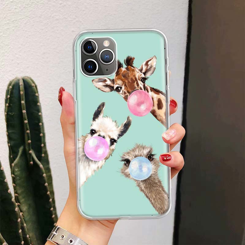 Cute Cartoon Giraffe Animal For iPhone 17 Air 16 15 14 Plus 13 Mini 12 11 Pro Max Phone Case 16E 7 Print 8 SE Fundas Cover Soft