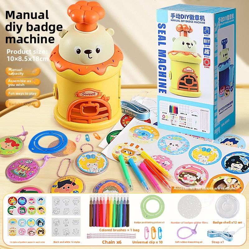 Children Badge Makerdiy Craft Kit Plastic Manual Toy With Sticker For Kids Fun