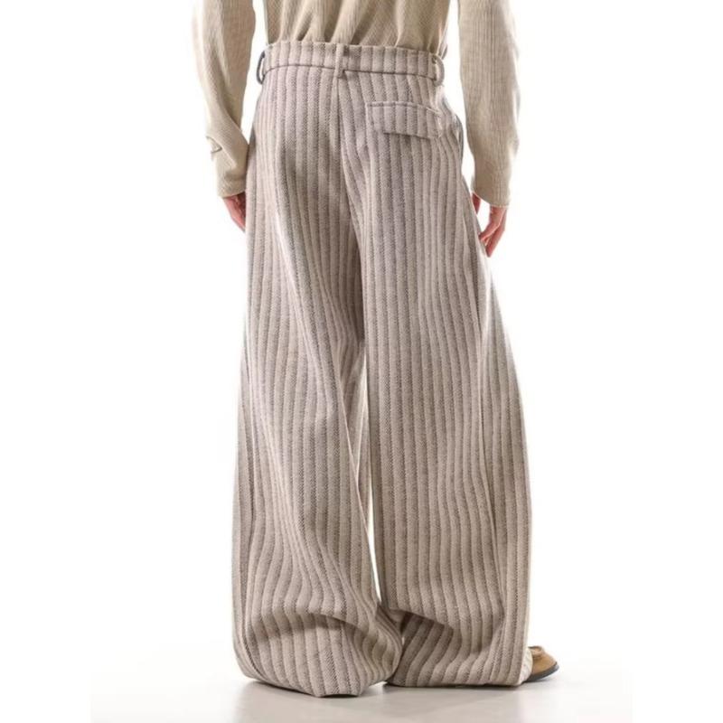 Y2K Fashion Black Striped Pleated Baggy Jeans Pants Men Clothing Wide Leg Casual Cotton Long Trousers