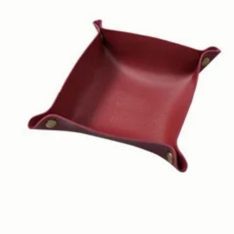 Leather Storage Tray Dice Box Coin Desktop Jewelry Box Makeup Key Tray DIY Household Folding Tray Storage Case Small
