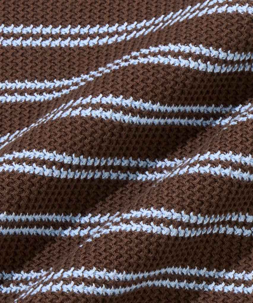 Age O.D. Collar Button Stripe Half Knit [Brown]