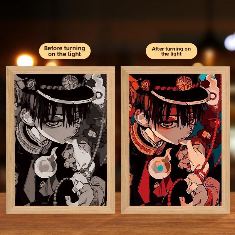 23cm/9.06in Tum Rensabiyuu 3D Light Painting Night Lamp Anime Peripherals Figures Bedroom Table Display Ornaments Birthday Gift