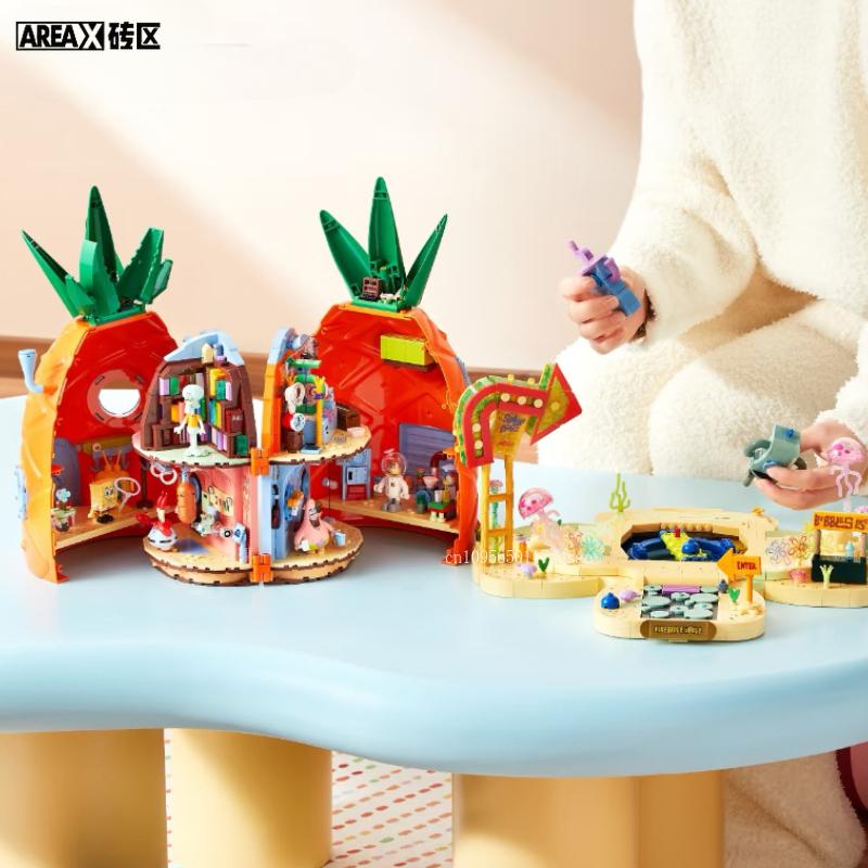Spongebob Squarepants Pineapple House Construction Blocks Flagship Edition Children'S Assembly Game Plaything Model Present Building Blocks