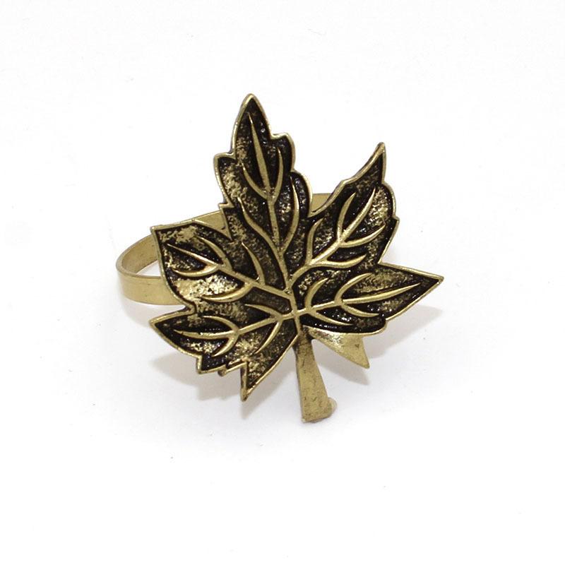 10pcs/ot Classic Vintage Leaf Napkin Ring Leaf Napkin Buckle Maple Leaf Alloy Napkin Ring Wedding Table Decoration