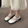 Flat bottom square head Mary Jane shoes women's summer with skirt French small leather shoes 2025 new shallow mouth fashion single shoes women
