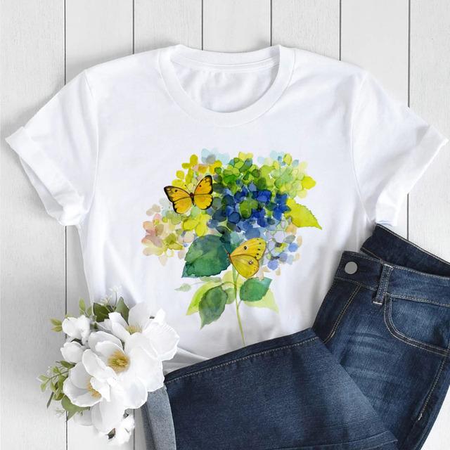 Butterfly Love Heart Print T Shirt Women Fashion Black T Shirt Female Short Sleeve Cute Graphic Tee Shirts Ladies Summer Tops