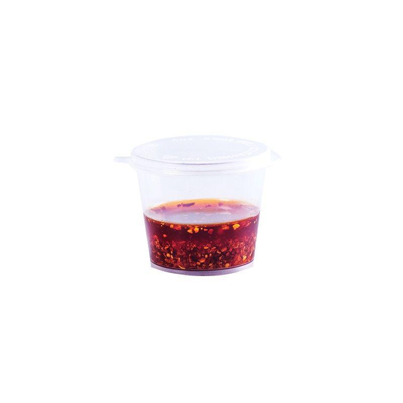 Transparent Disposable Sauce & Condiment Cups with Lids - Round Portion Containers for Takeout & Small Jams