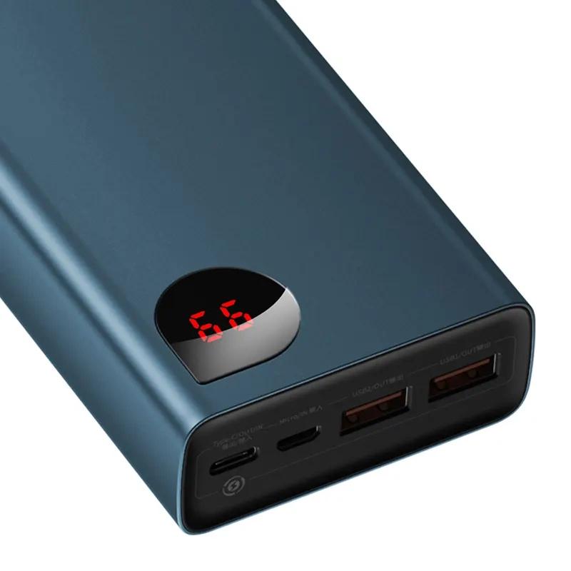 Powerbank Baseus Adaman Metal 20000Mah, Pd, Qc 3.0, 65W, 2Xusb + Usb-C + Micro Usb, (Niebieski)