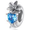Silver Stopper Charm Blue Heart and Daffodil Flower Stopper for Bracelet Silver 925