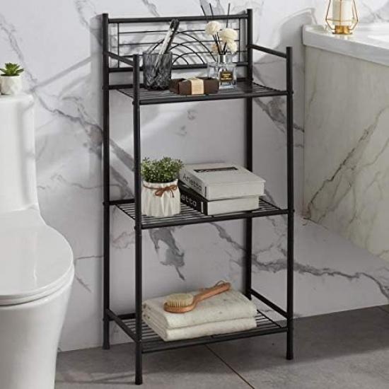 LEEDA 3-Tier Freestanding Multipurpose Storage Shelves Heavy Duty Metal Shelving Unit, Display Plants Flowers Bath Essentials, for Kitchen Bathroom