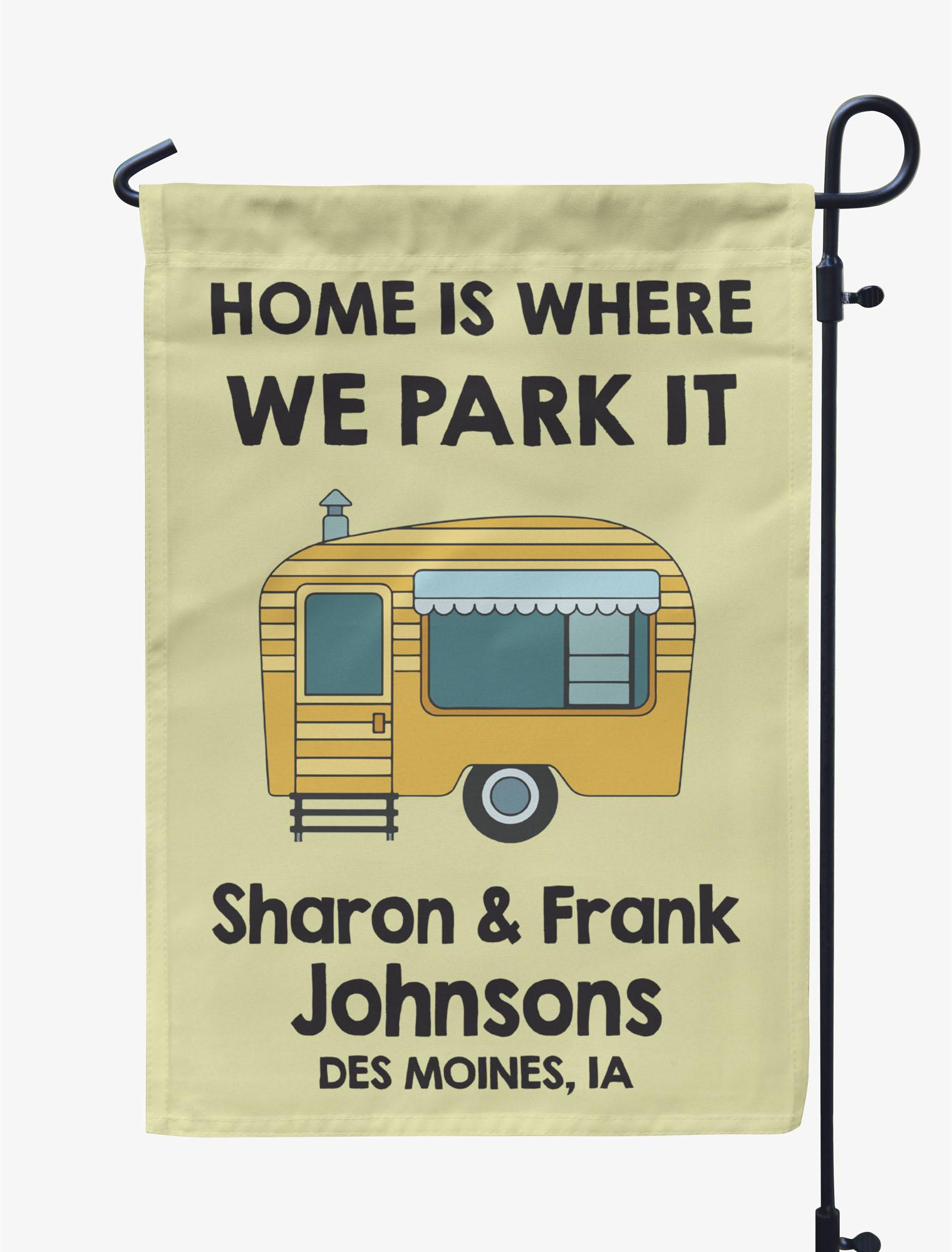

Printtoo Tan Home Is Where We Park It Retro Camp Trailer CampingA FlagsA For Campers Personalized Double SidedA Flag Outdoor Decor Sign 12.5 x 18 Inches дубильная кора
