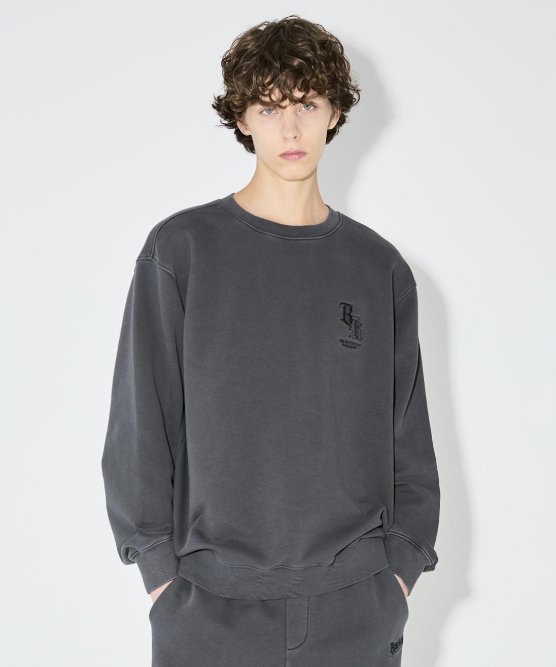 Свитшот с вышивкой Burkeru, окрашенный, угольно-серый Charcoal Grey_S