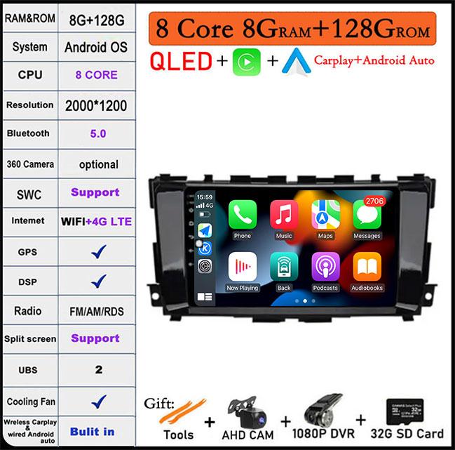 Android 14 For Nissan Teana 3 Altima 5 L33 2013-2020 Car GPS Radio Multimedia Video Player GPS Navigation