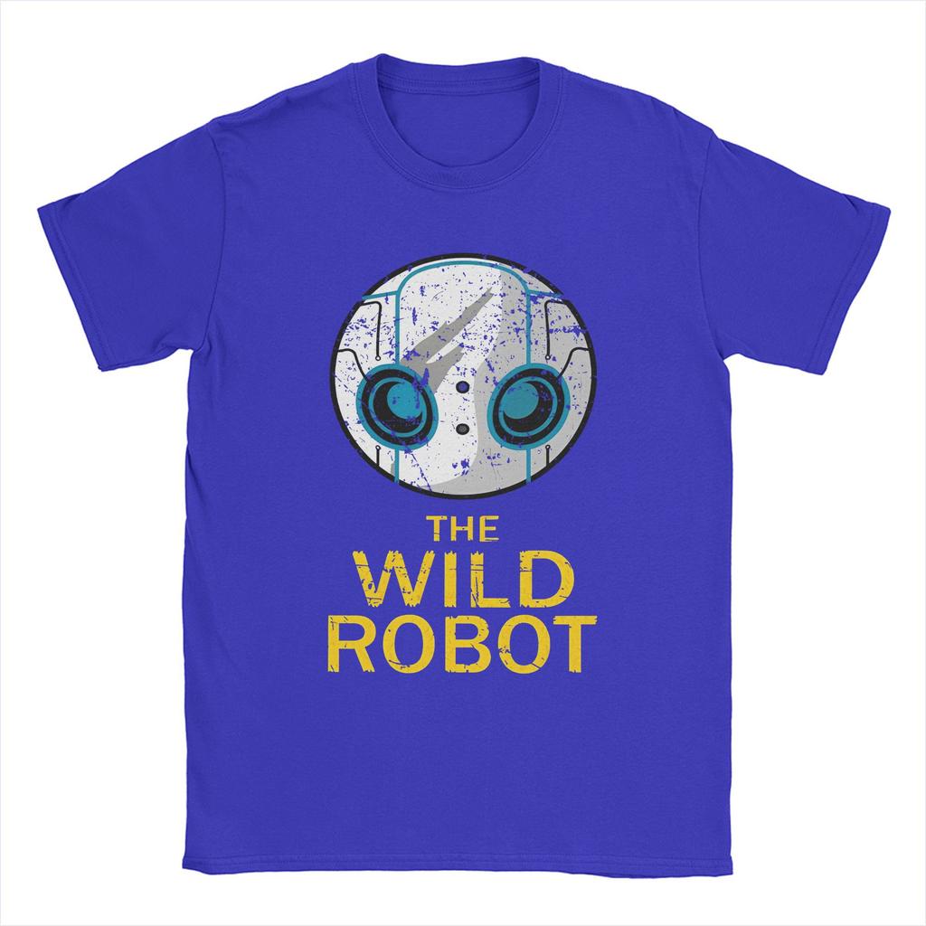 The Wild Robots Vintage Men T Shirt Cartoon Fiction Novelty Tee Short Sleeve Crew Neck T-Shirt 100% Cotton Plus Size Clothes