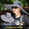 Men's Summer Anti-UV Wide-Brim Bucket Hat for Outdoor Fishing & Work, Large Size