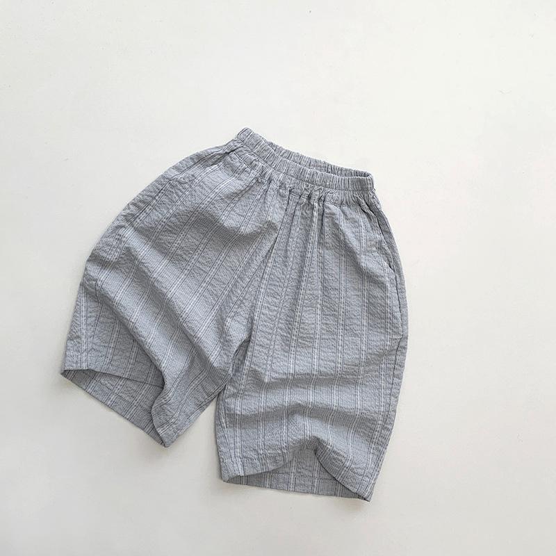 Children's Thin Vertical Striped Pants Cropped Pants Boys and Women's Summer Korean Casual Pants Mosquito Proof Pants