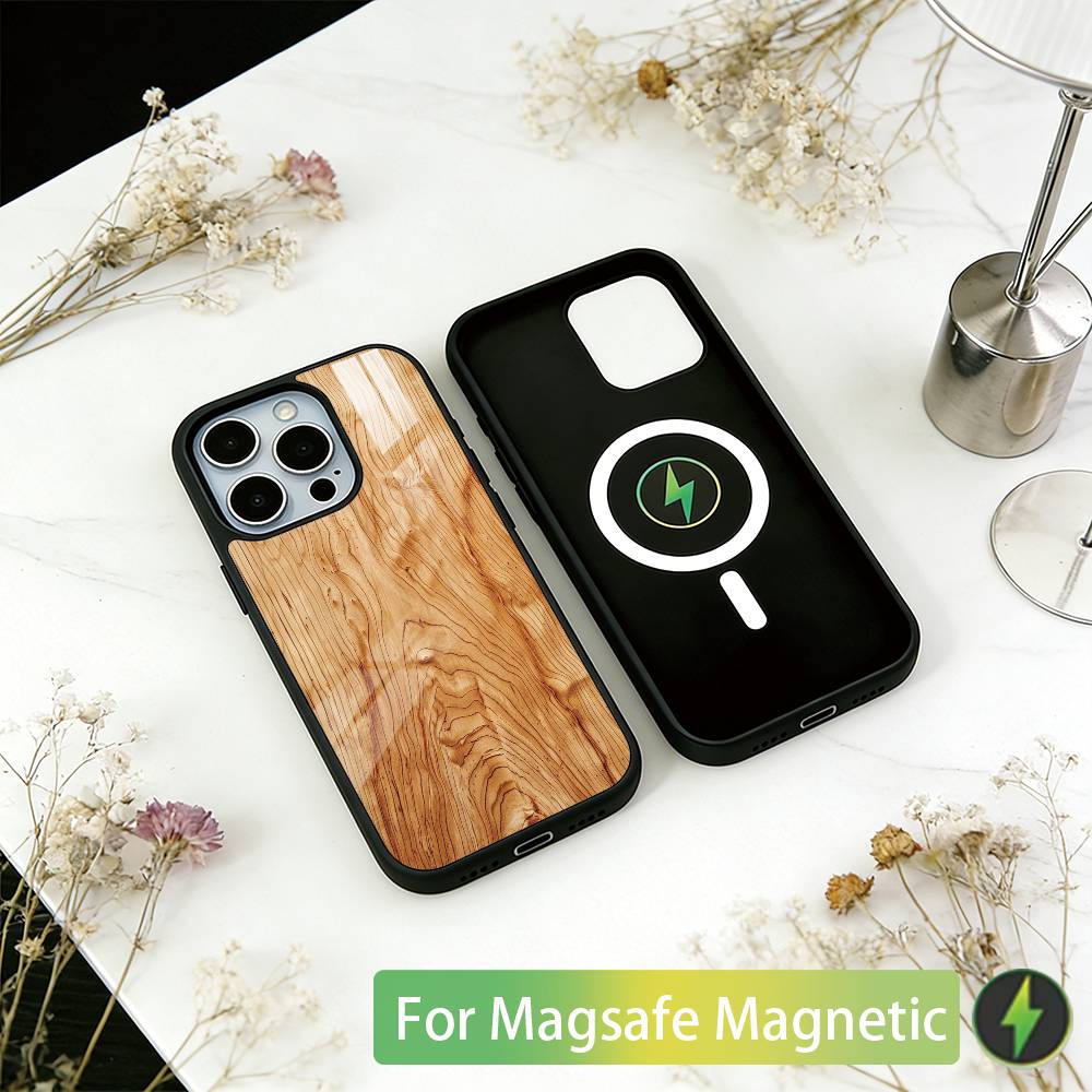 

Carved Wood Phone Case For iPhone17,16,15,14,13,12,11 Plus,Pro Magnetic with Magsafe Wireless Charging iPhone15Pro