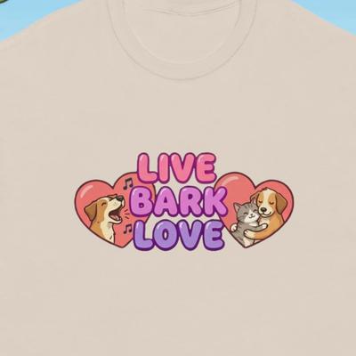 Live Bark Love Fun Dog T-shirt | Novelty Tee