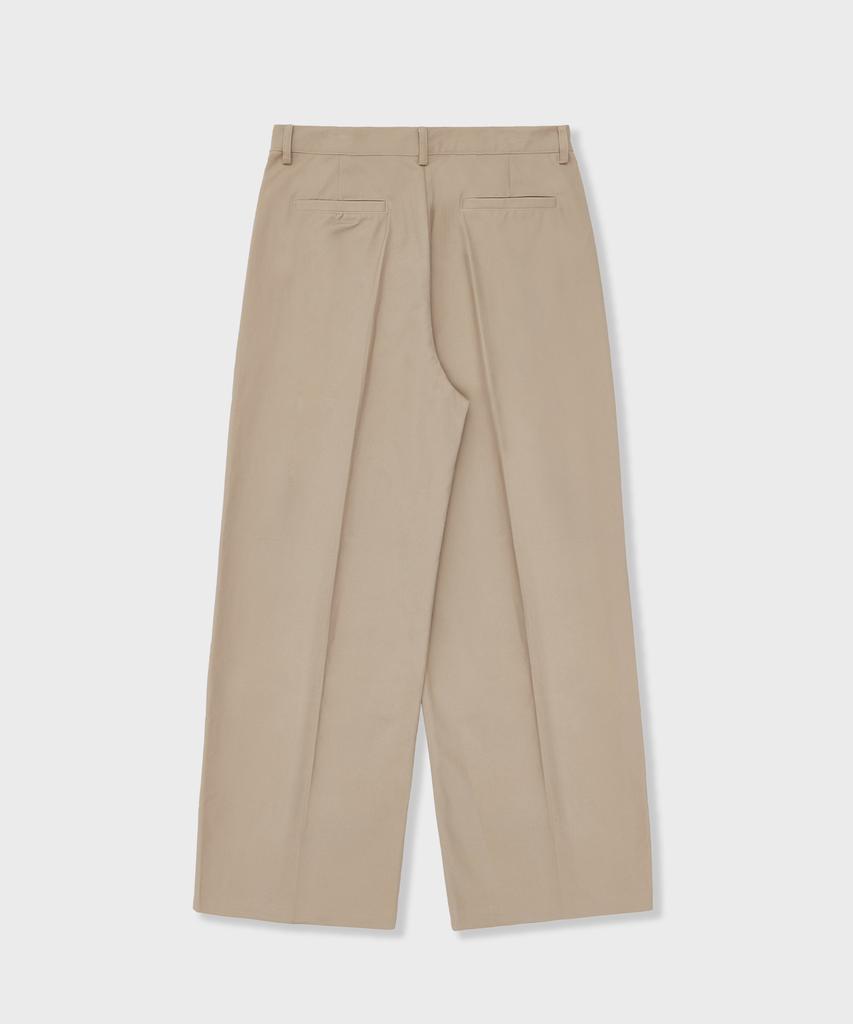 GLW Wide Double-Pleat Cotton Pants Beige
