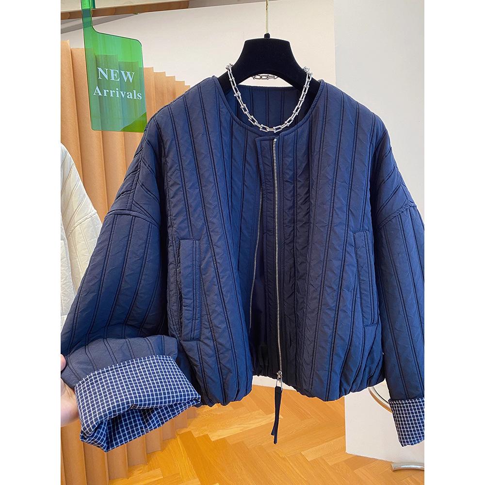 2025 Spring/Autumn Korean Chic Plus Size Quilted Loose Cotton Jacket for Women