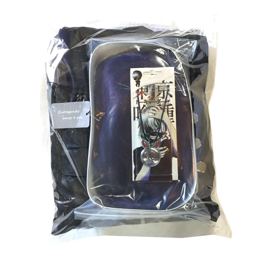 Tokyo Ghoul Kirishima Touka Cosplay Costume Includes Top and Long and Necklace (5-Piece Set) - Bottoms, Socks, Wig, (Size L)