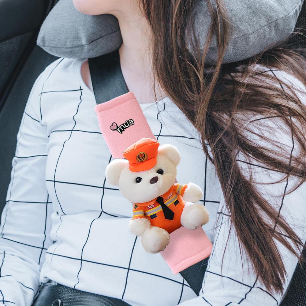 For Car Car Seat Belt Shoulder Pad Truck Cartoon Bear Seatbelt Pad Shoulder Strap Cover Comfortable Car Seat Belt Pads Harness
