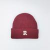 R mark Knitted Hat for Women's Letters In Autumn and Winter Thickened Pure Color Couple Warm Ear Protection Cold Hat for Men's Wool Hat