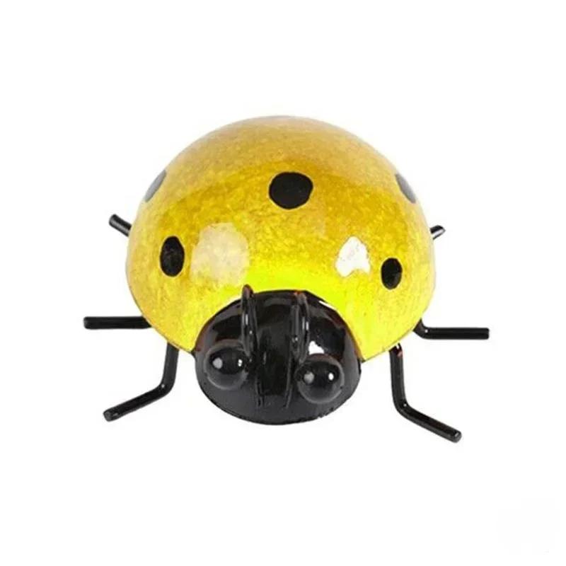 

New Arrivals Set of 4 Metal Garden Wall Art Decorative Cute Ladybugs Outdoor Wall Sculptures Metal Ladybug Garden Decorations 4XL жовтий