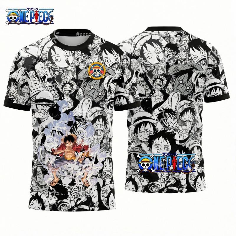 One Piece's Monkey D. Luffy graphic T-shirt Japanese anime football jersey Sports Dry Quickly Men's T-Shirt Kid's Clothing Tee