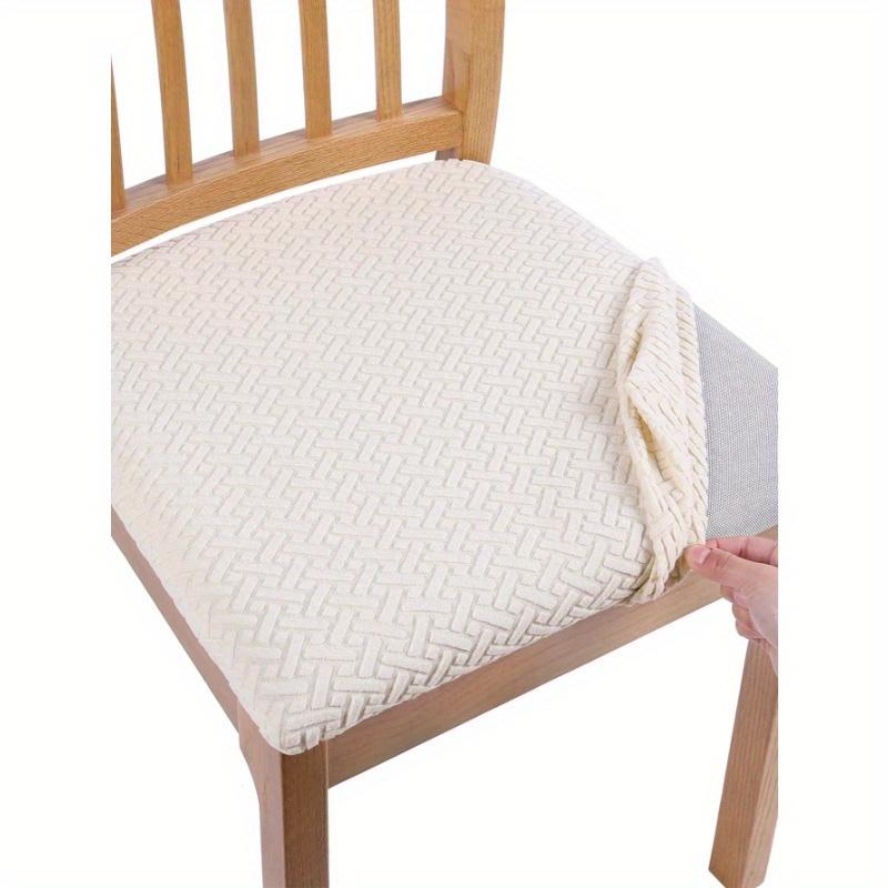 Jacquard Chair Seat Cover Dining Room Chair Slipcover Taupe 1pc