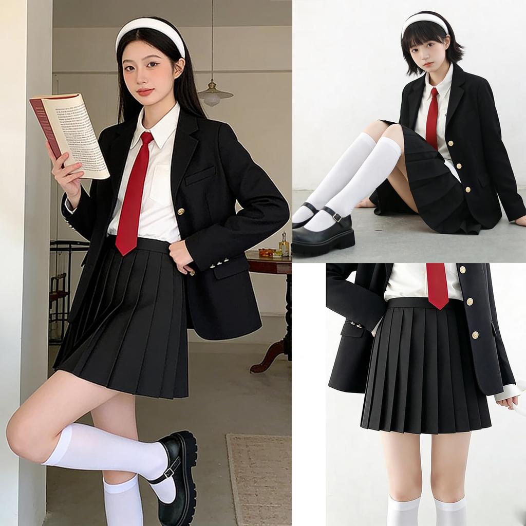 High School Girl Uniform Cosplay Student Uniform JK Uniform Set Headband Blazer Skirt School Fashion Graduation Suit Anime Halloween Cosplay Event