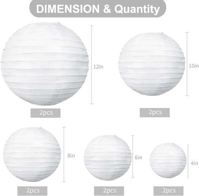 6-Inch White Paper Lanterns Decorative Round Paper Lanterns Lamp for Birthday, Wedding, Christmas, Home Decor, Party Decoration