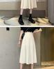 2024 Black High-Waisted Mid-Length A-Line Skirt: Slimming, Versatile Women's Skirt for Spring & Summer