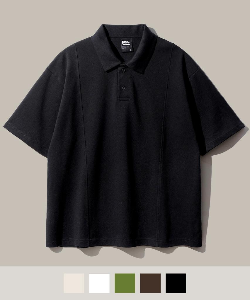 FP142 New Wave Double Cotton Pintuck Collar Short Sleeve Black Ykst1453
