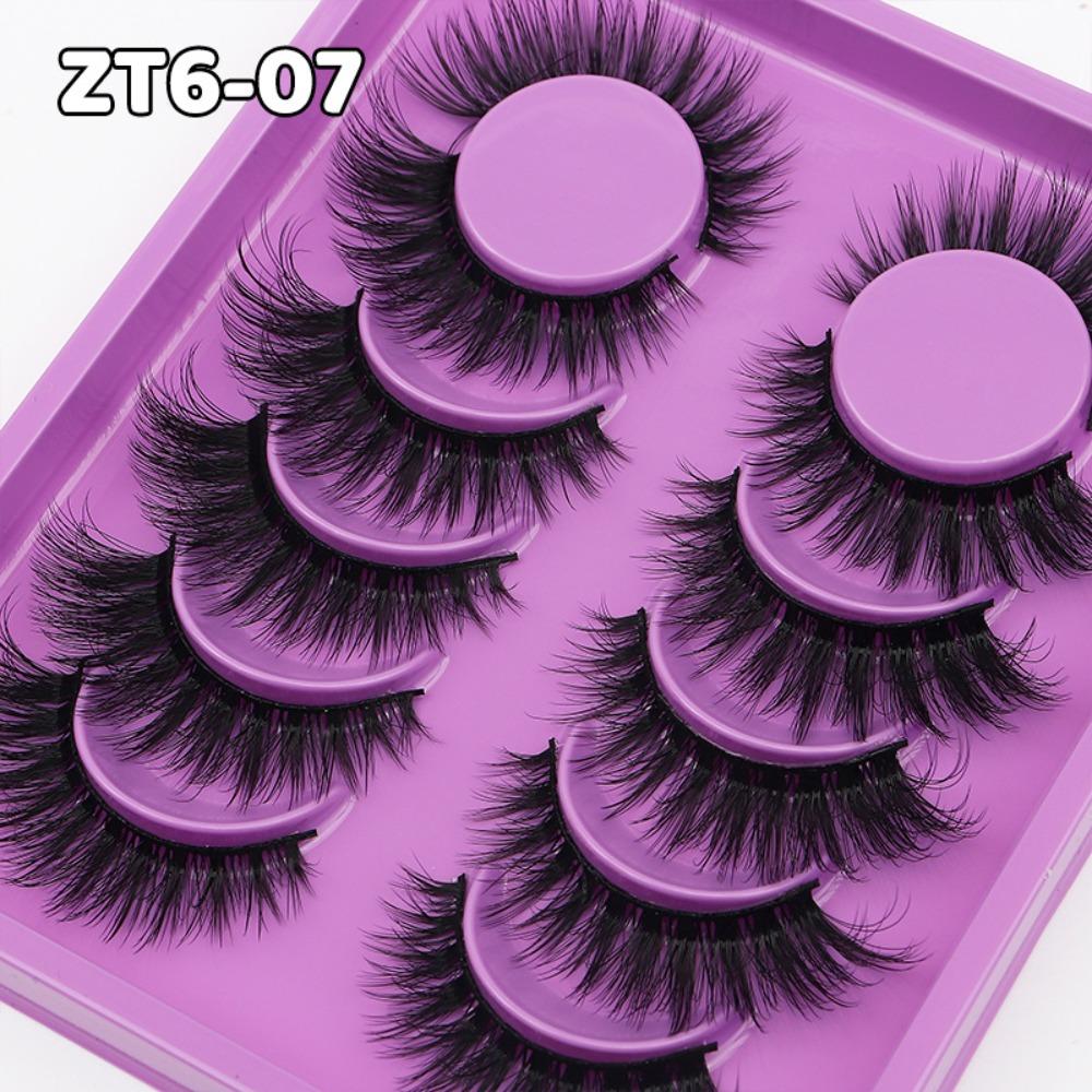 6 Pairs 3D Faux Mink False Eyelashes Black Band Eye Lashes Handmade Lashes Eyelash Extension
