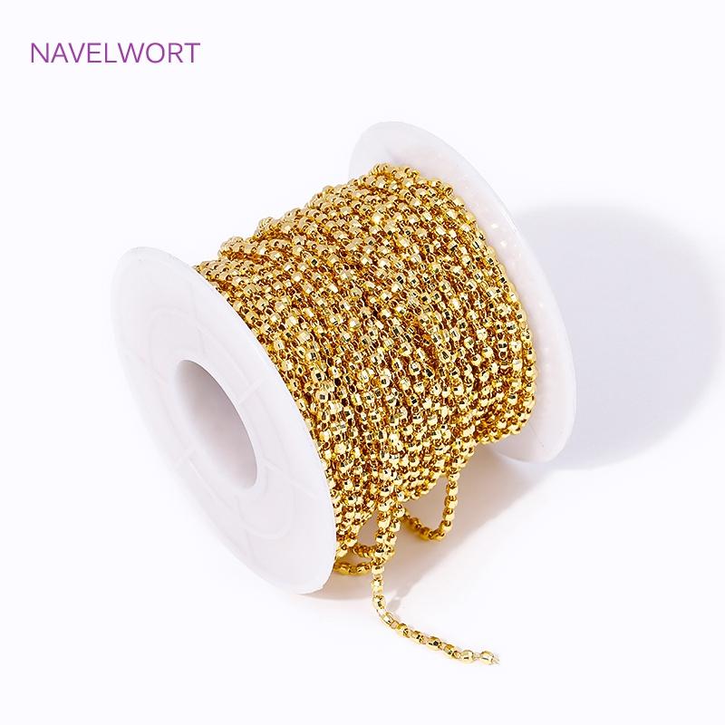 DIY Jewelry Making Chains 18K Gold Plated Brass Beads Chain 2mm Ball Chain For Bracelet Necklace Making Accessories Wholesale