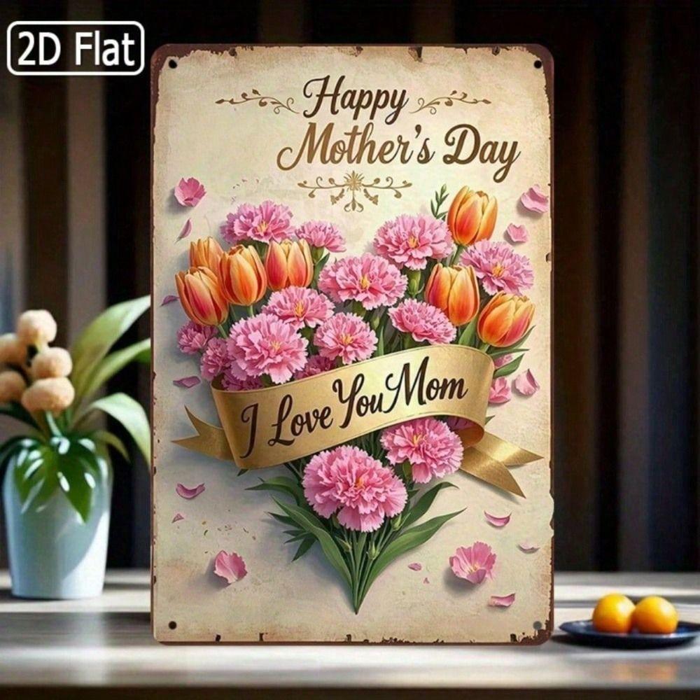 

Tin Sign Wall Art, Rustproof Metal Poster, 8x12 Inch, Vintage Flower, Living Room Decor