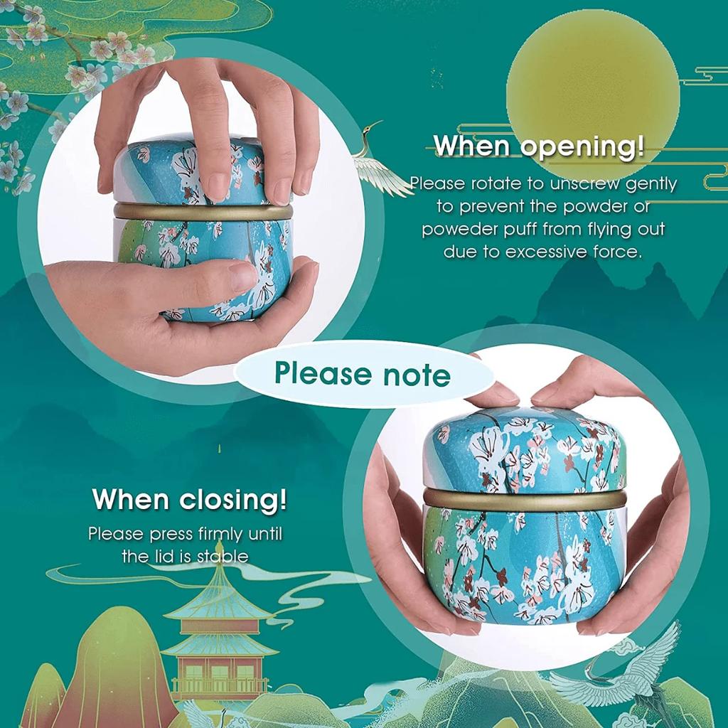 Puderquaste und Puderdose für Reisen