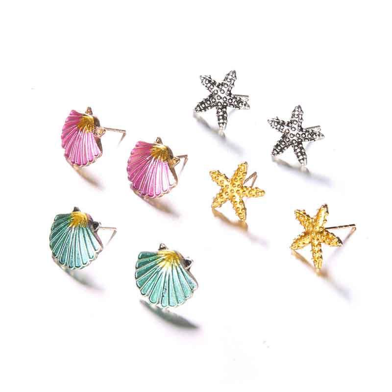 

Vibrant Ocean-themed Starfish Shell Stud Earrings Perfect For Mermaid Lovers