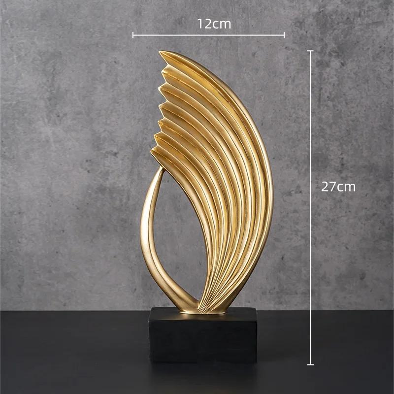 Resin Handicraft Geometric Sculpture Hollow Out Gold Decorative Figurines Abstraction Streak Home Decoration Accessories