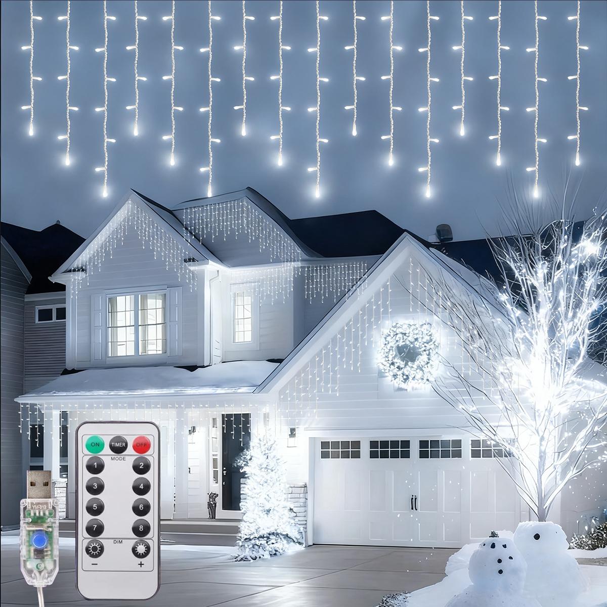 

1 шт. 96 светодиодных гирлянд-сосулек с питанием от USB, 8 режимов, уличные и комнатные подвесные огни, подходят для декора спальни, сада, свадьбы 96LED