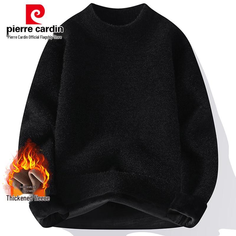 Pierre Cardin Men's Fleece-Lined Semi-High Collar Knit Sweater