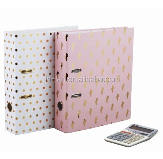 Factory Customization High Quality A4 Paper Lever Arch File Gold Foil Office Supplies (White,A4/FCSize (accept Customized))