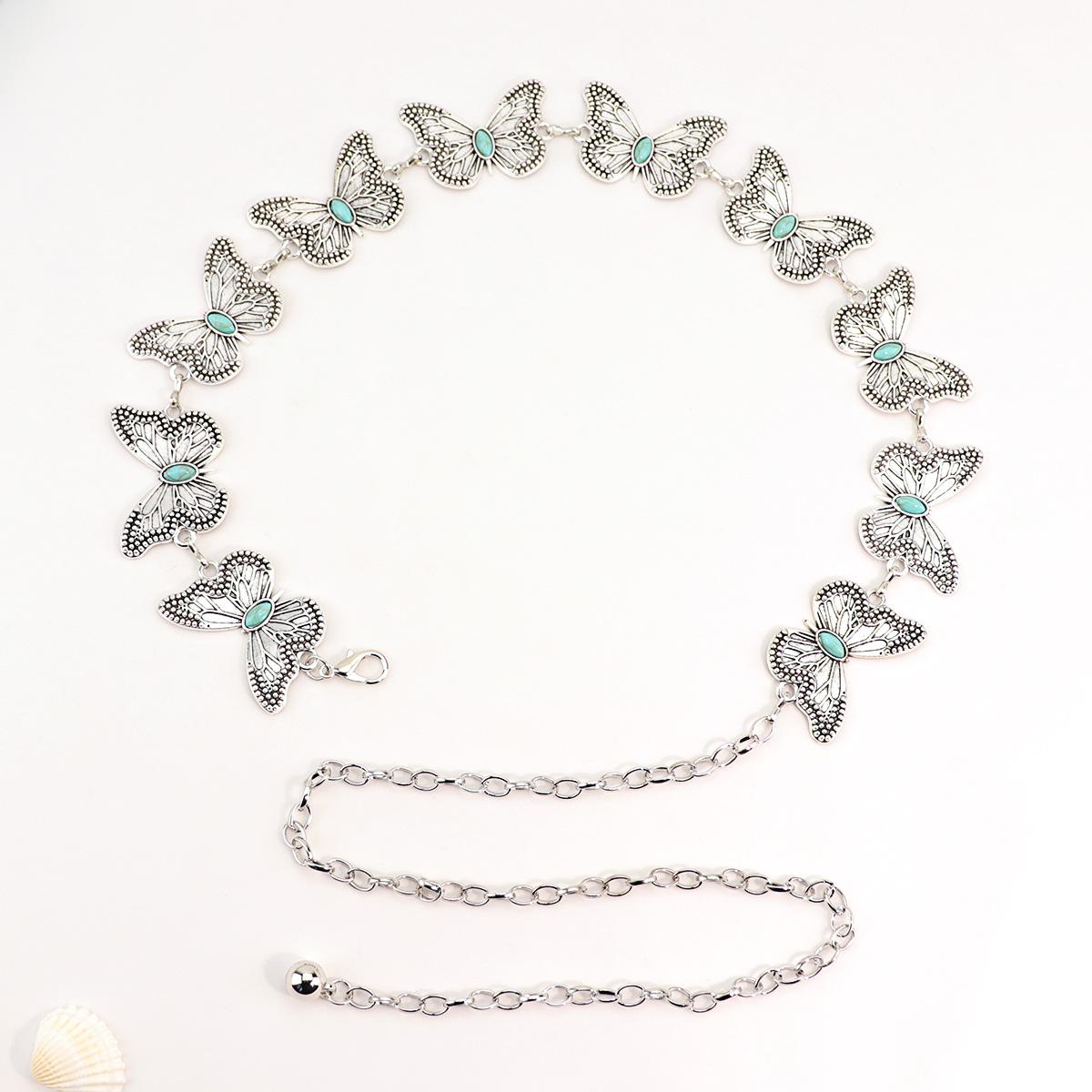 

Vintage Waist Chain Belt Butterflies Punk Y2K Dress Jeans Waistband for Women