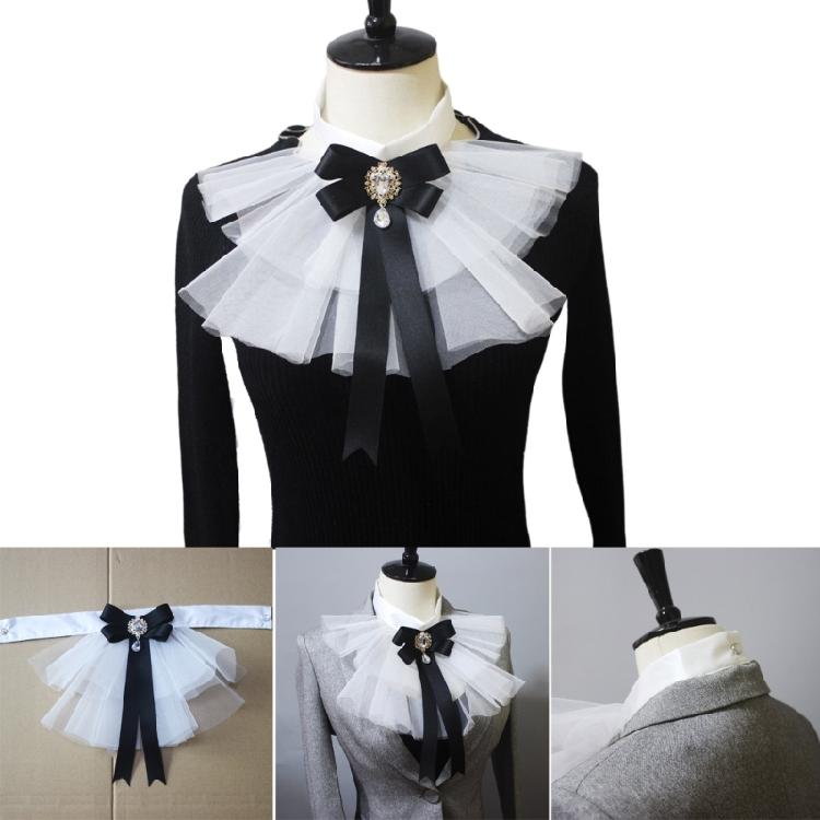 Jabot à Volants Superposés Steampunk avec Nœud Cravate Accessoires de Costume Cosplay