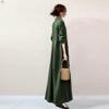 [YUANYUAN] Women's One-Piece Dress, Autumn Clothes, Long Length, High Waist, Long Sleeves, Maxi Length, Solid Color, Gathered, Pleated, Flared, Cute,