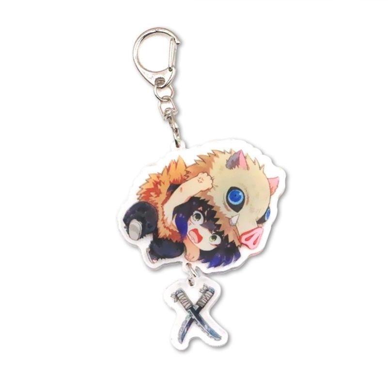 Keychain Pendant Anime Demon Slayer Kimetsu No Yaiba Kamado Tanjirou Double Sided HD Bag Pendant Gift For Fans Cosplay Props Jewelry Gift
